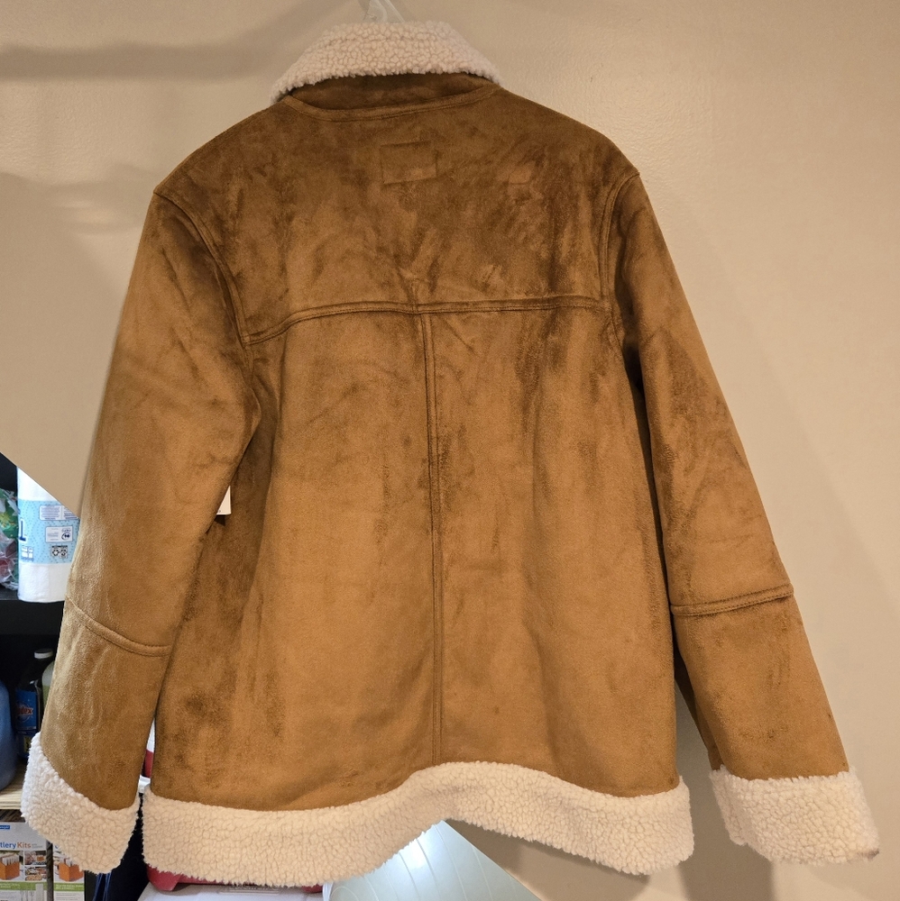 NWT Old Navy Suede Sherpa Lined Moto Jacket Size M - Picture 8 of 12